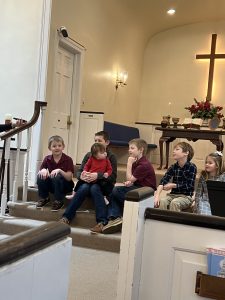 The kids are all ears for the children's sermon